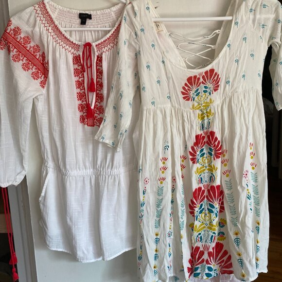 2 J. Crew & O'Neill Boho Embroidered Dress & Top Bundle - Size XS - Picture 1 of 2